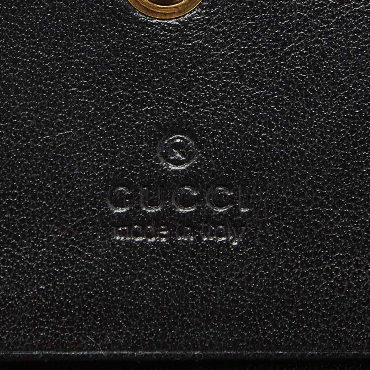 مملوكة مسبقًا Gucci Black Matelassé Leather GG Marmont Card Case