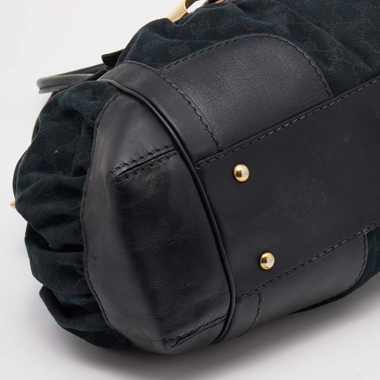 Pre Owned Gucci Black GG Canvas And Leather Large Queen Tote