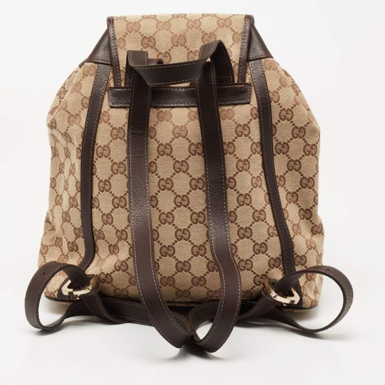 Pre Owned Gucci Beige/Ebony GG Canvas Abbey Backpack