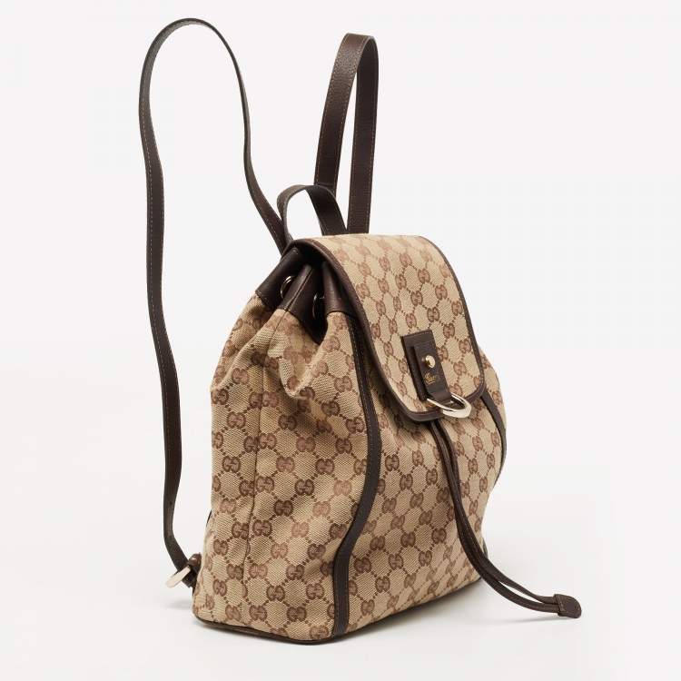 Pre Owned Gucci Beige/Ebony GG Canvas Abbey Backpack