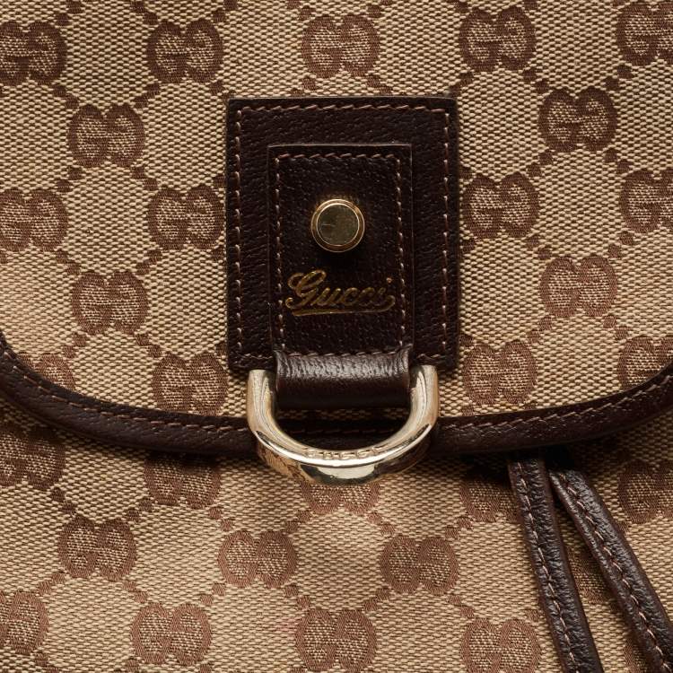 Pre Owned Gucci Beige/Ebony GG Canvas Abbey Backpack