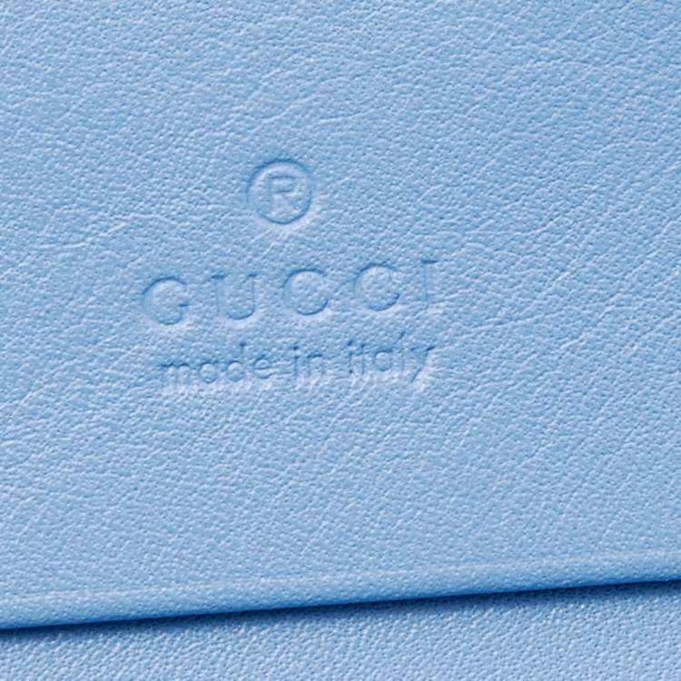 Pre Owned Gucci Blue Matelassé Leather GG Marmont Card Case