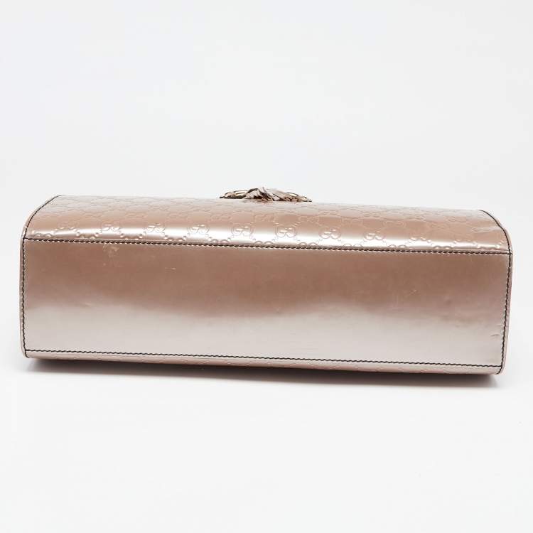 Pre Owned Gucci Old Rose Guccissima Patent Leather Large Emily Chain Shoulder Bag