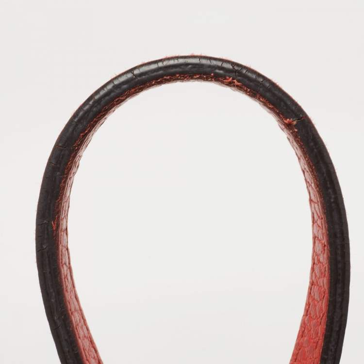 Pre Owned Gucci Red Leather Large Swing Shopper Tote