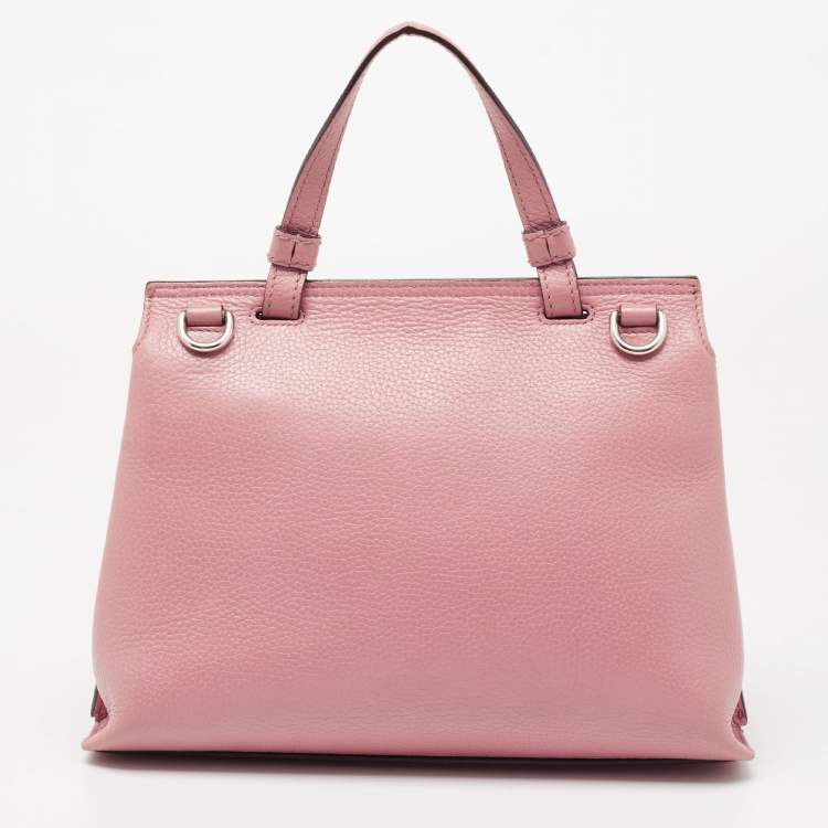 Pre Owned Gucci Pink Leather Small Bamboo Daily Top Handle Bag