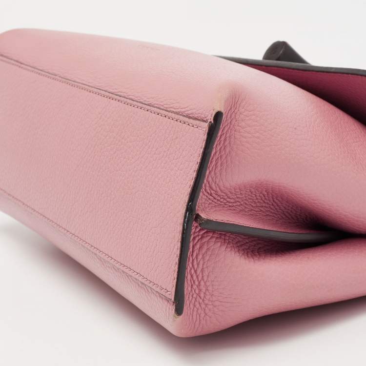 Pre Owned Gucci Pink Leather Small Bamboo Daily Top Handle Bag