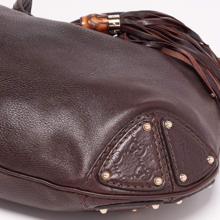 Pre Owned Gucci Dark Brown Leather Large Babouska Indy Hobo