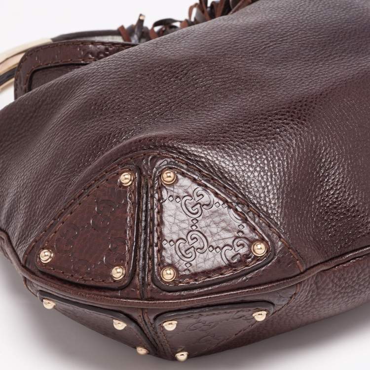 Pre Owned Gucci Dark Brown Leather Large Babouska Indy Hobo