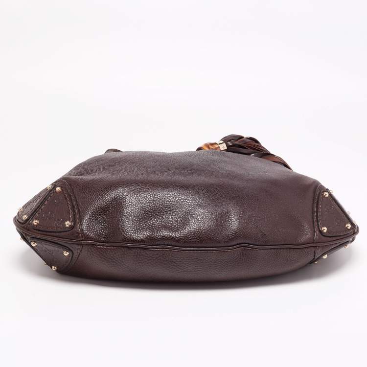 Pre Owned Gucci Dark Brown Leather Large Babouska Indy Hobo