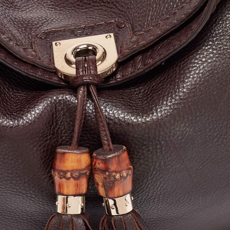 Pre Owned Gucci Dark Brown Leather Large Babouska Indy Hobo