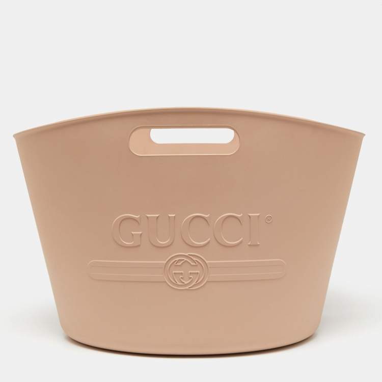 Gucci Beige Rubber Logo Cut Out Handle Tote Gucci | TLC