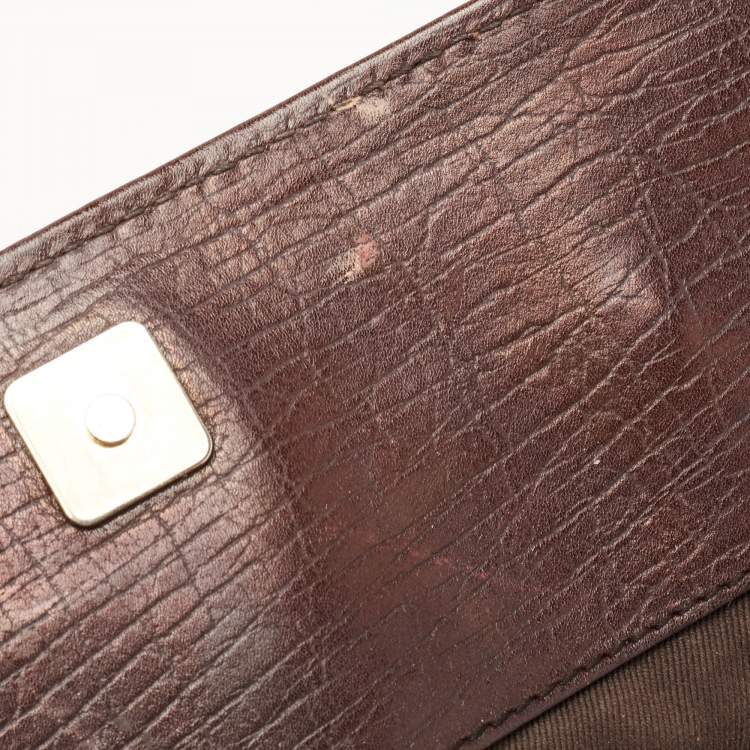 Pre Owned Gucci Beige/Dark Brown GG Canvas and Leather Horsebit Chain Tote