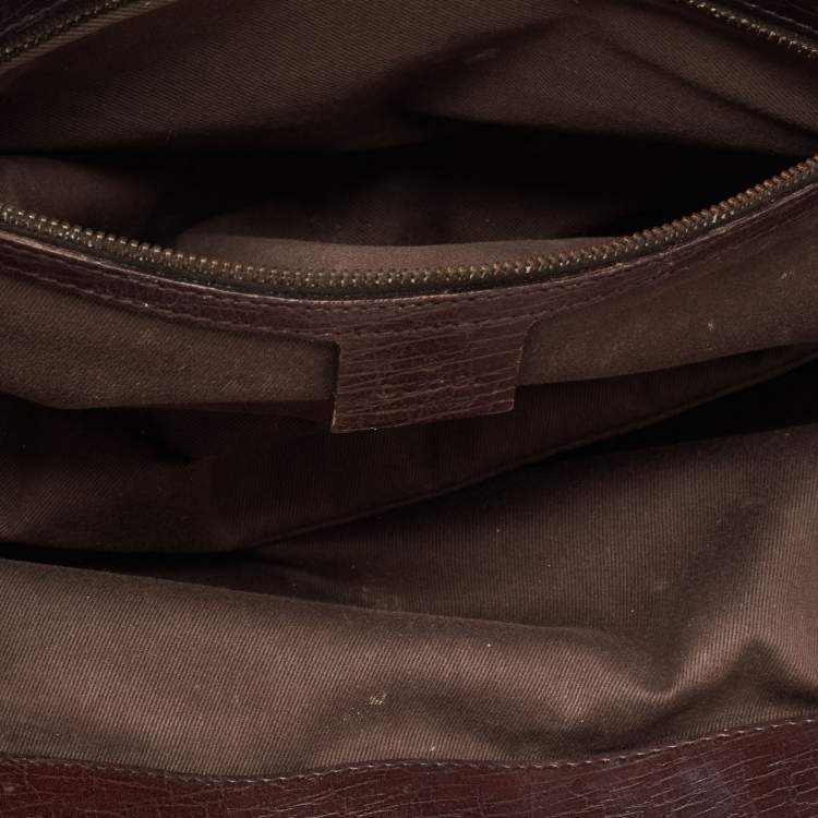 Pre Owned Gucci Beige/Dark Brown GG Canvas and Leather Horsebit Chain Tote