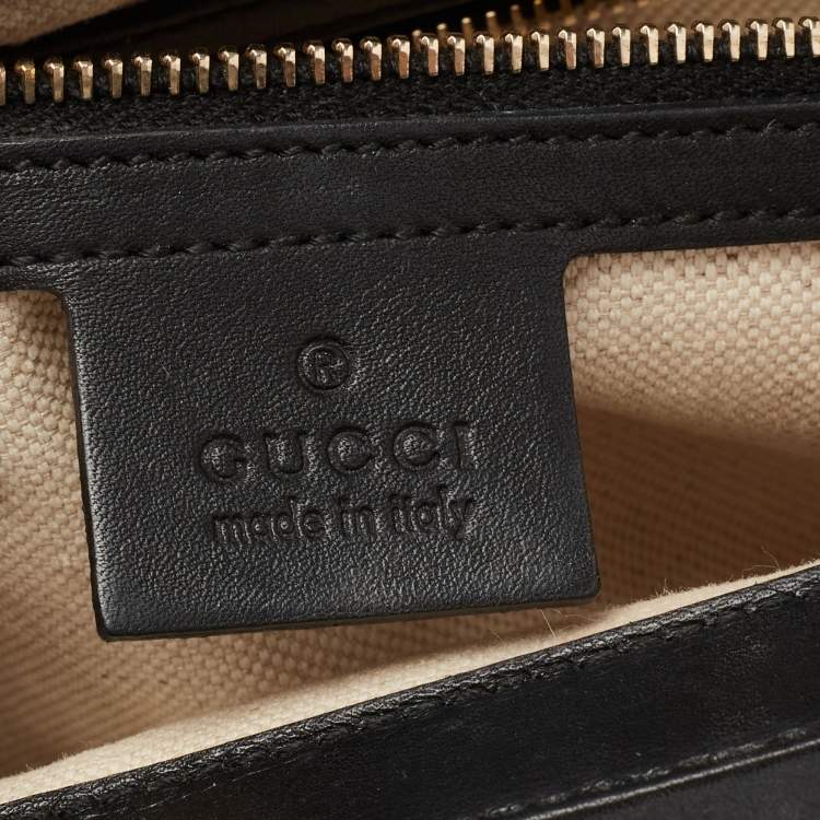 Pre Owned Gucci Black Leather Bold Bamboo Top Handle Bag