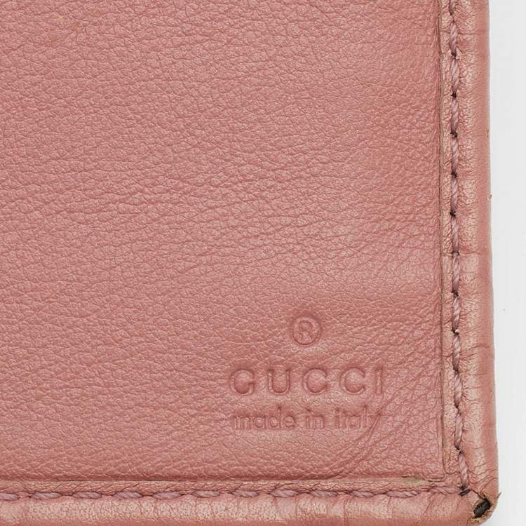 Pre Owned Gucci Pink Guccissima Leather Interlocking G Continental Wallet