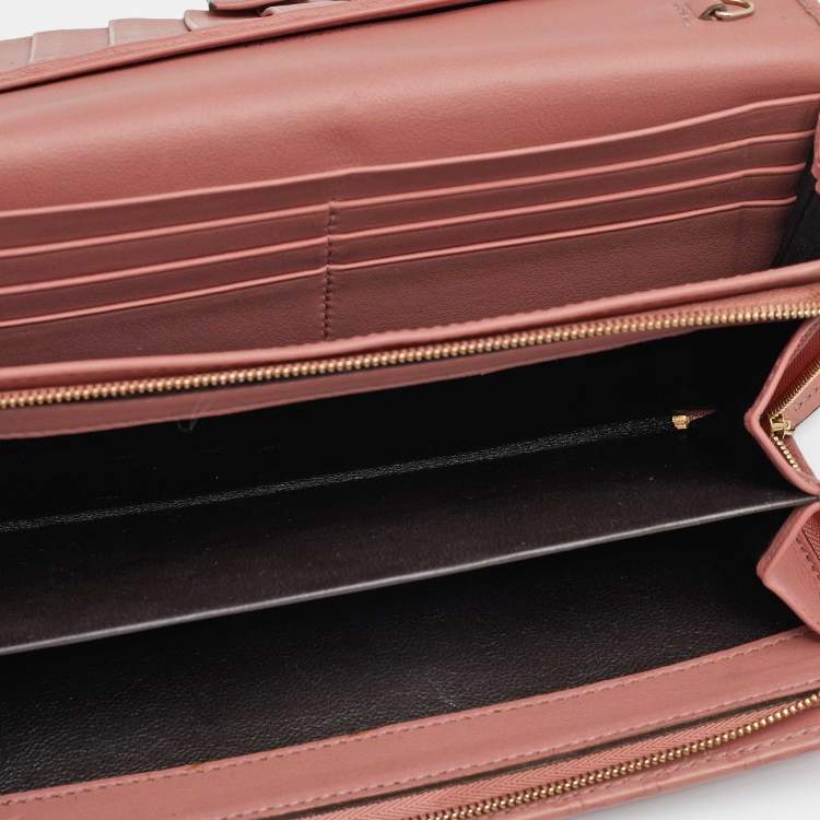 Pre Owned Gucci Pink Guccissima Leather Interlocking G Continental Wallet