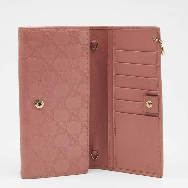 Pre Owned Gucci Pink Guccissima Leather Interlocking G Continental Wallet