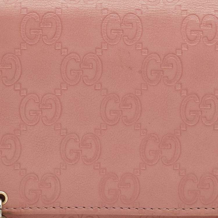 Pre Owned Gucci Pink Guccissima Leather Interlocking G Continental Wallet