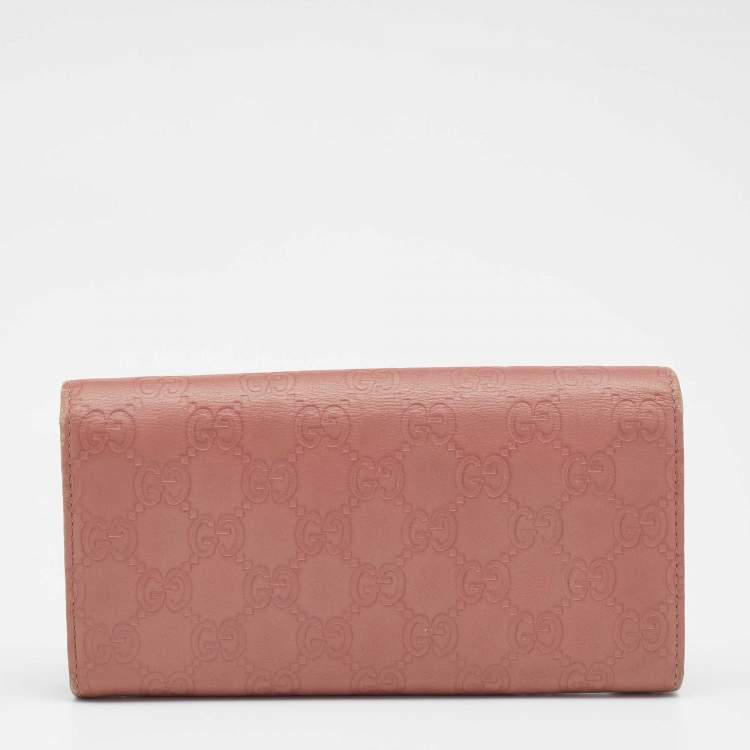 Pre Owned Gucci Pink Guccissima Leather Interlocking G Continental Wallet