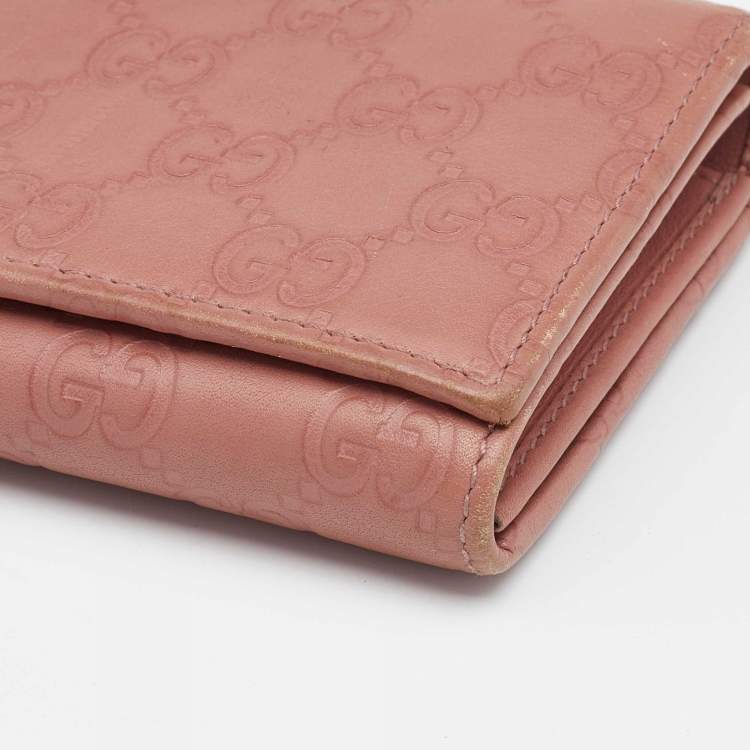 Pre Owned Gucci Pink Guccissima Leather Interlocking G Continental Wallet