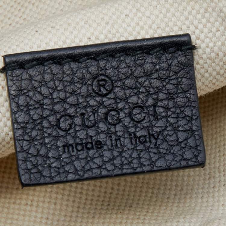 Pre Owned Gucci Black Pebbled Leather Small Logo Web Belt Bag