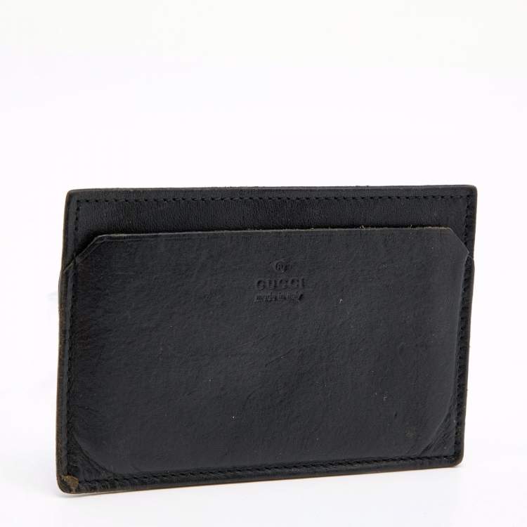 Pre Owned Gucci Black Leather Card Holder