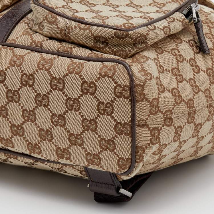 Pre Owned Gucci Beige/Brown GG Canvas And Leather Jackie Backpack