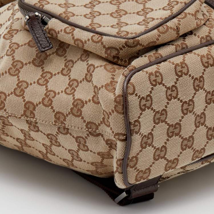 Pre Owned Gucci Beige/Brown GG Canvas And Leather Jackie Backpack