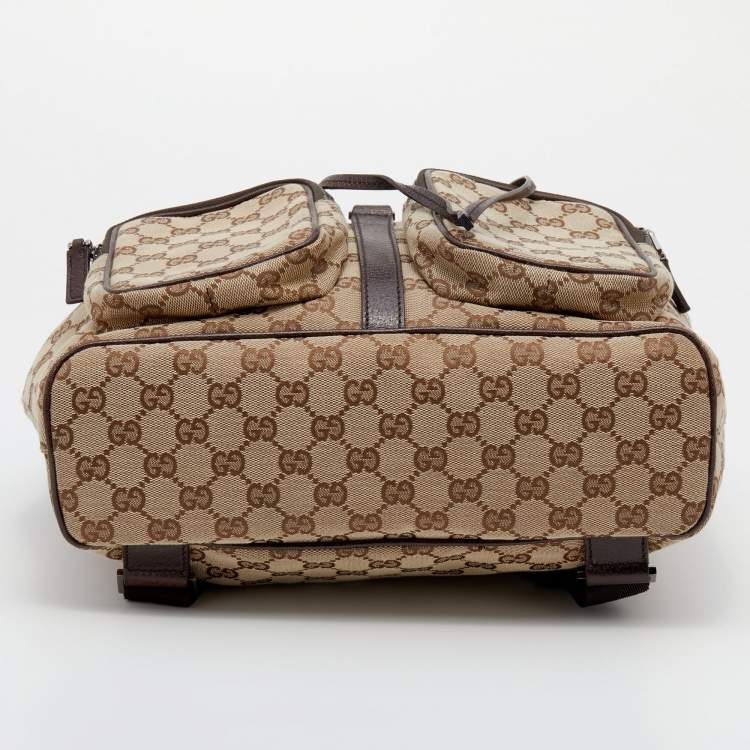 Pre Owned Gucci Beige/Brown GG Canvas And Leather Jackie Backpack