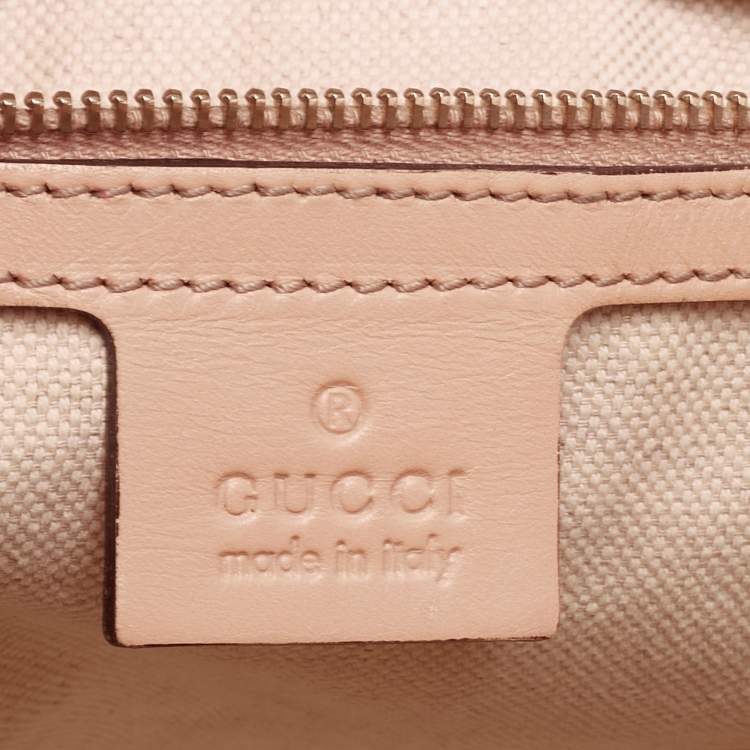 Pre Owned Gucci Beige/Rose Gold Metallic GG Fabric and Leather Small Lovely Heart Tote