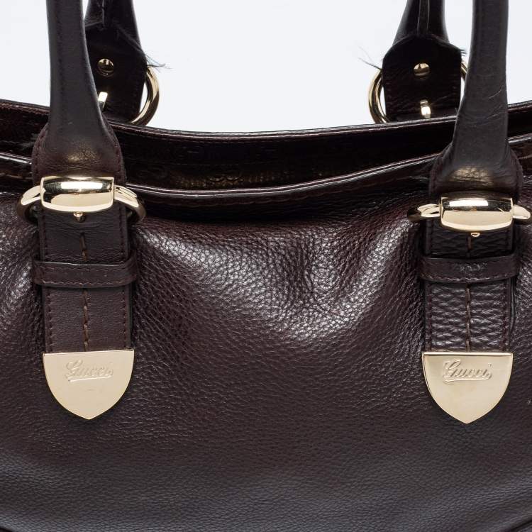 Pre Owned Gucci Dark Brown Guccissima Leather Large Signoria Tote