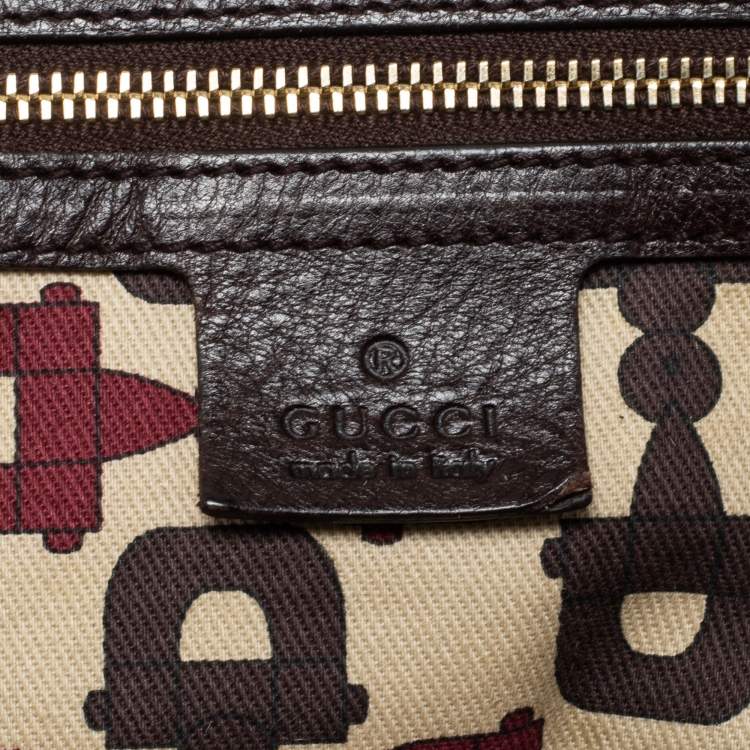 Pre Owned Gucci Dark Brown Guccissima Leather Large Signoria Tote