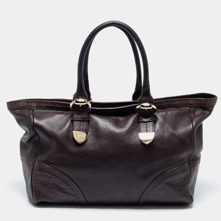 Gucci Purse: Brown Leather Expandable Shoulder Bag