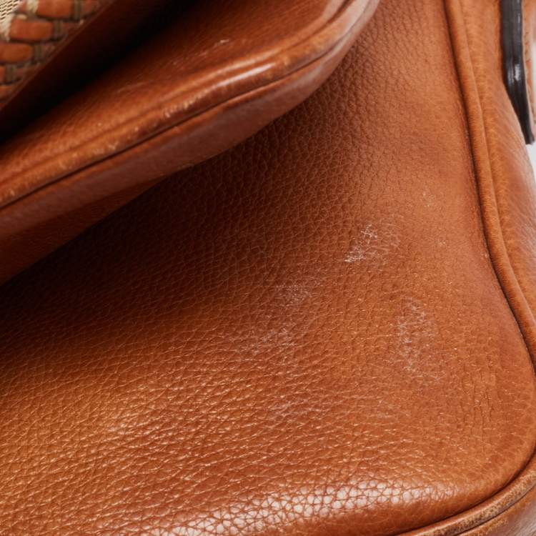 مملوكة مسبقًا Gucci Brown/Beige GG Canvas and Leather Medium Marrakech Shoulder Bag