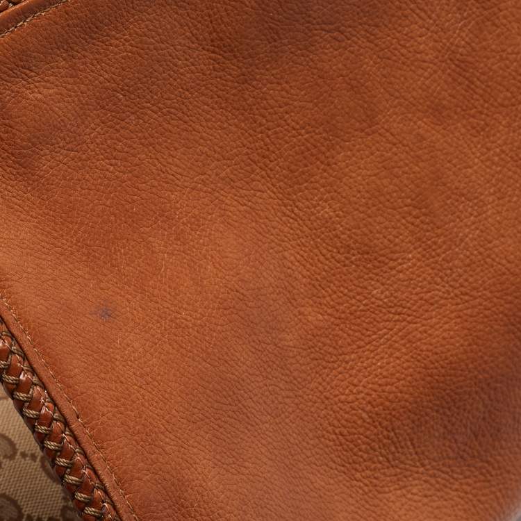 مملوكة مسبقًا Gucci Brown/Beige GG Canvas and Leather Medium Marrakech Shoulder Bag