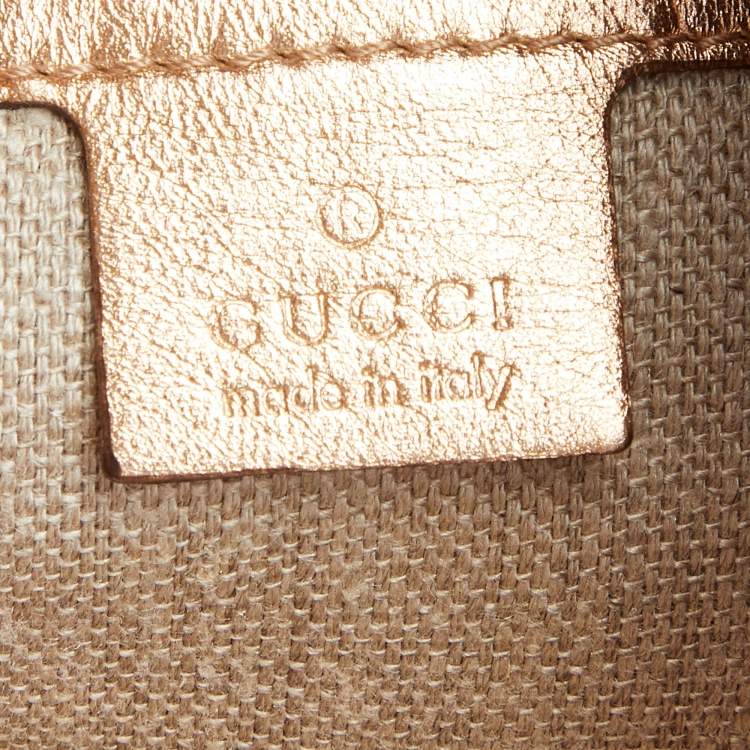 Pre Owned Gucci  Metallic Gold Python Leather Positano Scarf Tote