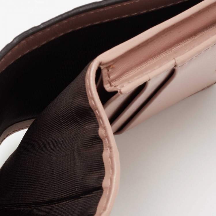 Pre Owned Gucci Dusty Pink Guccissima Leather Bow Card Case