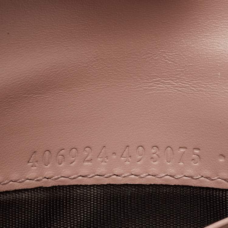 Pre Owned Gucci Dusty Pink Guccissima Leather Bow Card Case