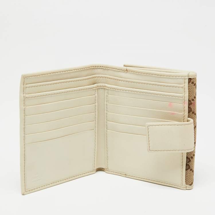 Pre Owned Gucci Beige/Brown GG Canvas and Leather Interlocking G French Wallet