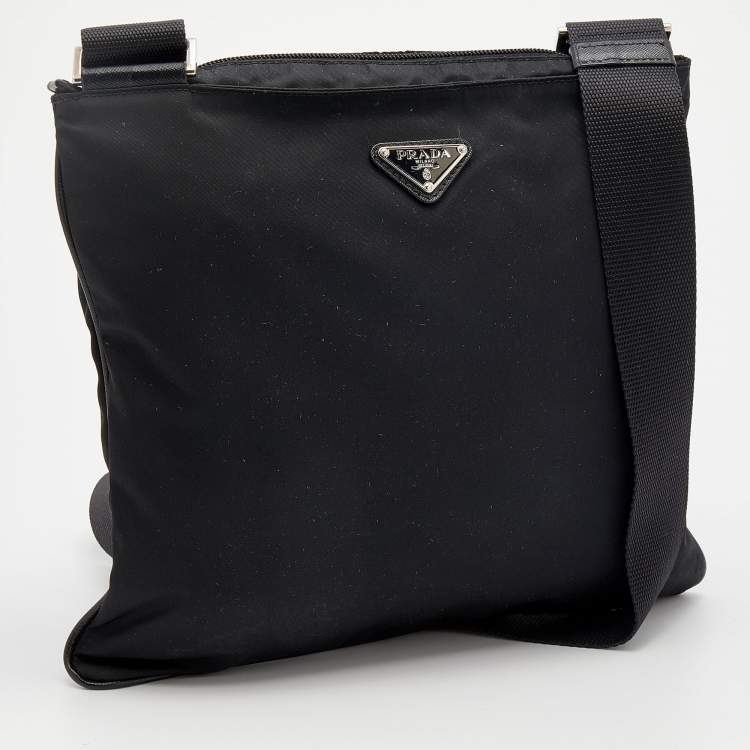 Pre Owned Prada Black Tessuto Nylon Messenger Bag