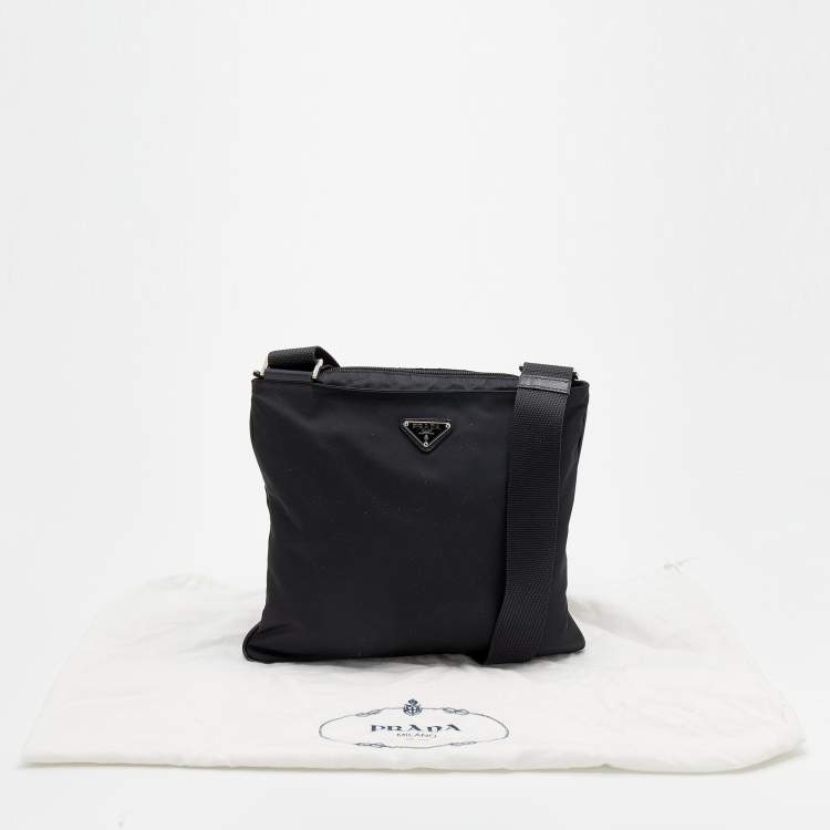 Pre Owned Prada Black Tessuto Nylon Messenger Bag