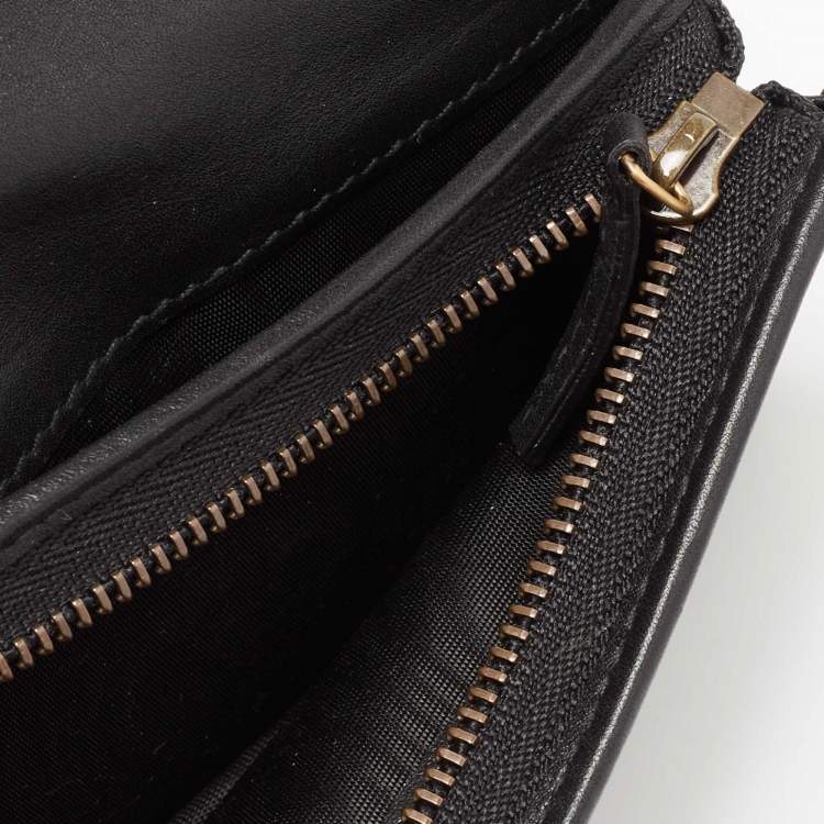 Pre Owned Gucci Black Matelasse Leather GG Marmont Card Case