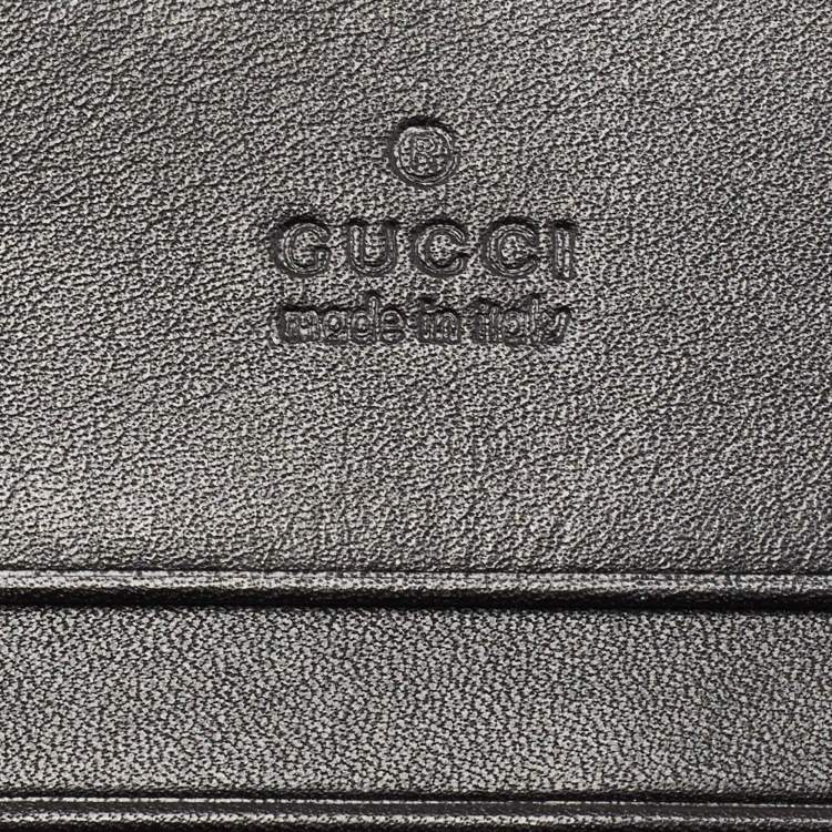 Pre Owned Gucci Black Matelasse Leather GG Marmont Card Case