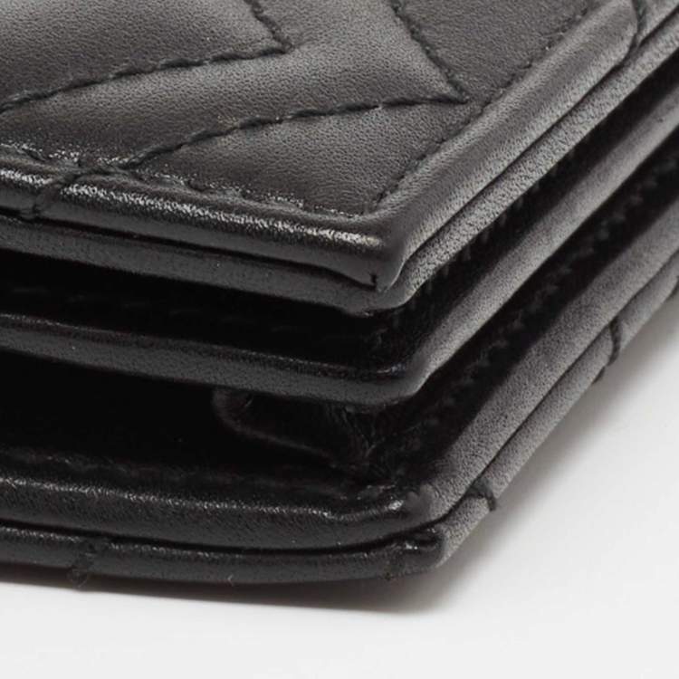 Pre Owned Gucci Black Matelasse Leather GG Marmont Card Case