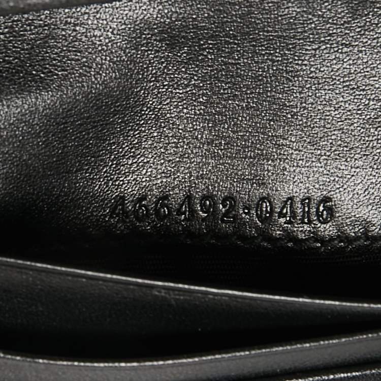 Pre Owned Gucci Black Matelassé Leather GG Marmont Card Case