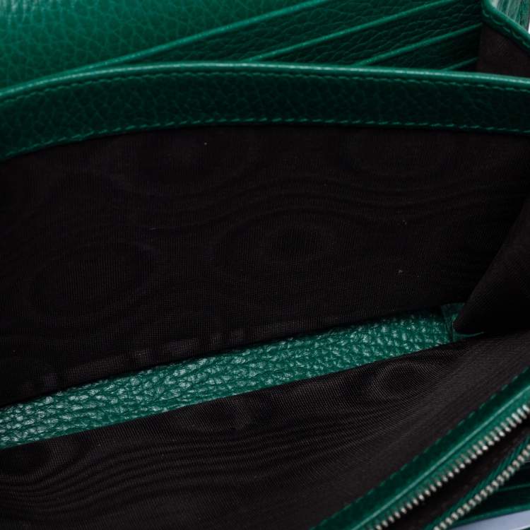 Pre Owned Gucci Green Leather Dionysus Wallet On Chain
