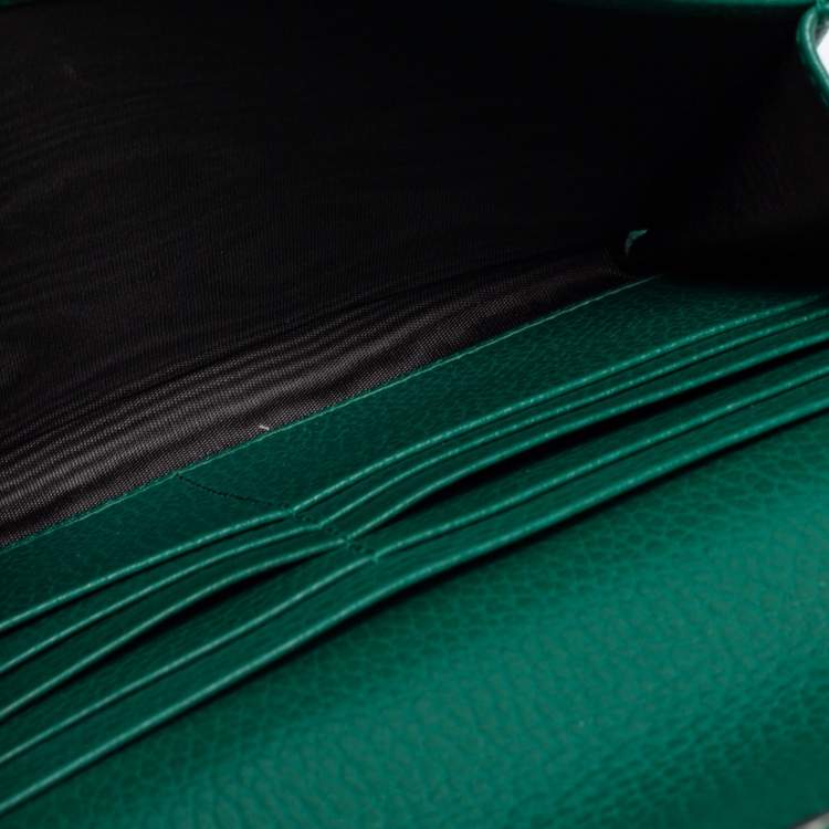 Pre Owned Gucci Green Leather Dionysus Wallet On Chain