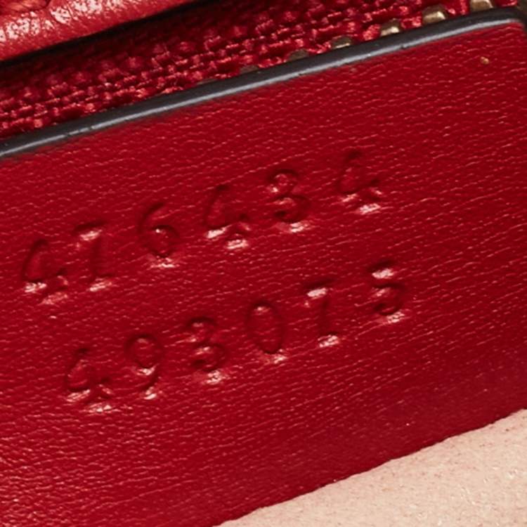 Pre Owned Gucci Red Matelassé Leather GG Marmont Belt Bag