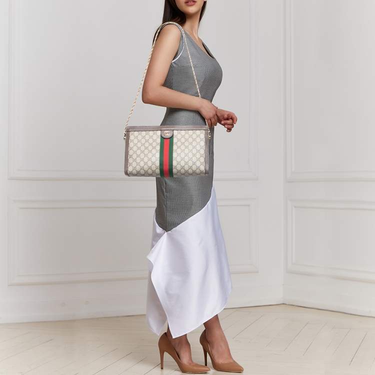 Gucci Ophidia Medium Suede Shoulder Bag in Brown