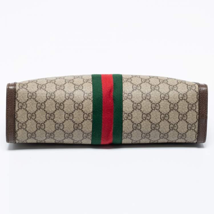 Pre Owned Gucci Beige/Brown GG Supreme Canvas And Leather Medium Ophidia Shoulder Bag